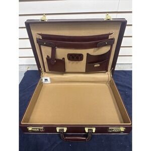 VTG Airway Presto Combination Lock Mens Leather Attache Briefcase Burgundy NICE!